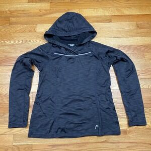 HEAD Performance Hoodie Women Large Charcoal Gray Space Dye‎ Ruched Activewear